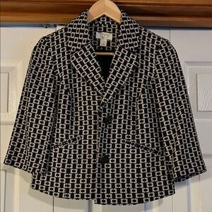 LOFT Navy and Cream Geometric Blazer